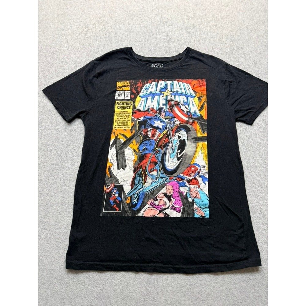 Marvel Comics Captain America Fighting Chance Graphic T-Shirt Black Mens Size M